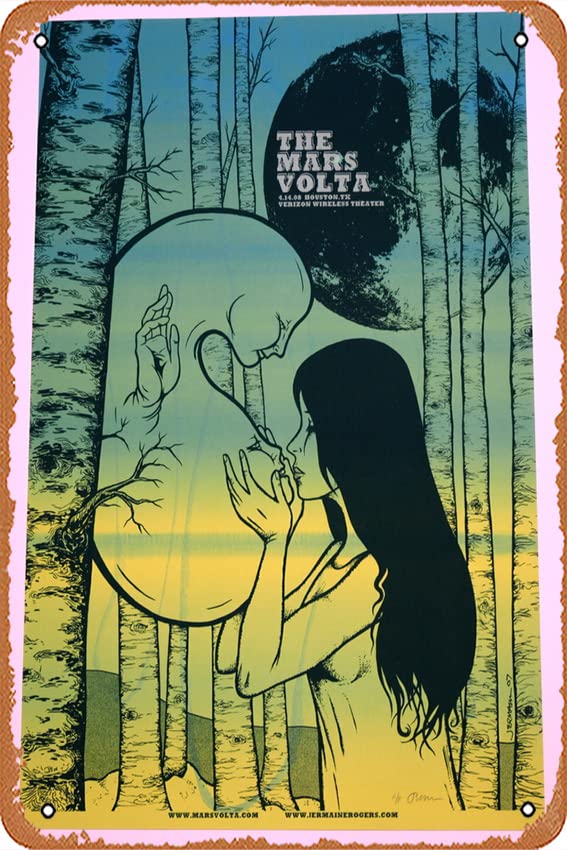 Mars Volta - 2008 - Houston - Variant Edition - Jermaine Rogers - Artist Proof - Poster - Wooden Hanging Scroll Frame Tin Signs, Metal Sign Vintage Wall Art for Kitchen Garden Bathroom Farm Home