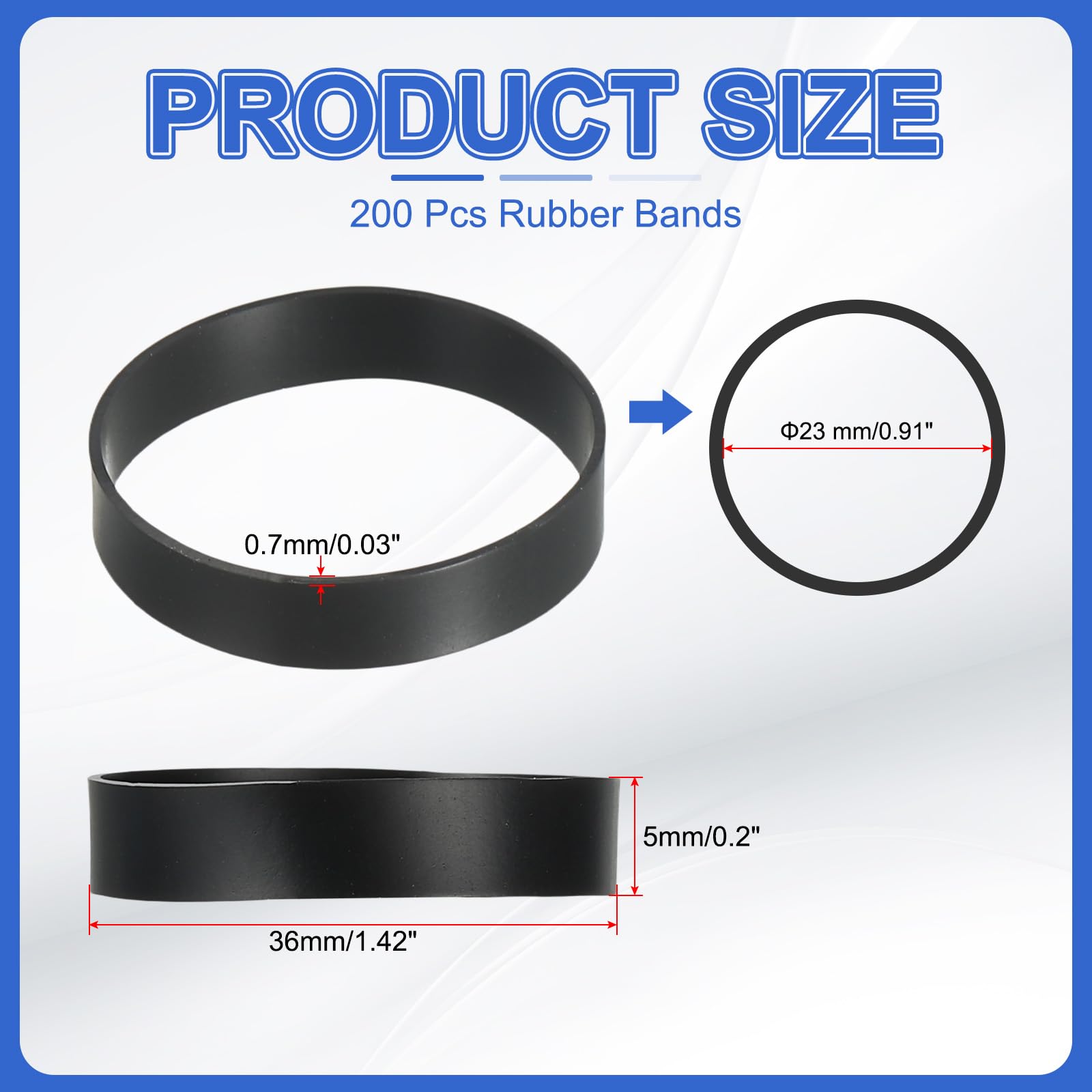 PATIKIL Silicone Rubber Bands Cable Ties 1.4", 200 Pcs Flat Rubber Elastic Band for Office Supplies Home Cord Wrapping Black - Image 2
