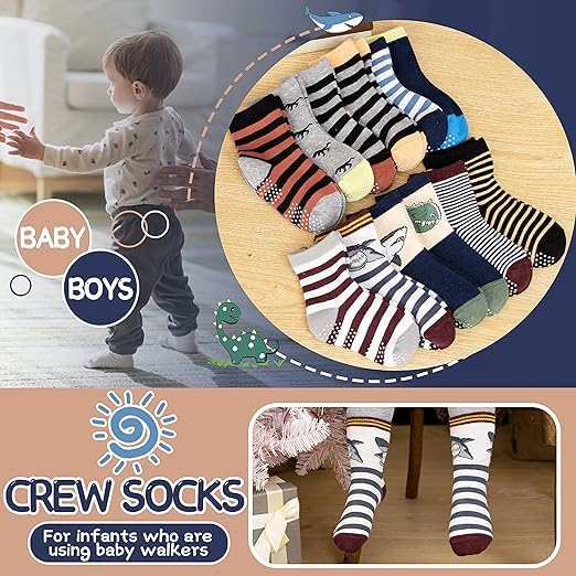 TERI BERI Baby Boys Grips Socks Kids Toddlers Infants Non Slip/Anti Skid Crew Cotton Socks (2-3Years, 4) 2