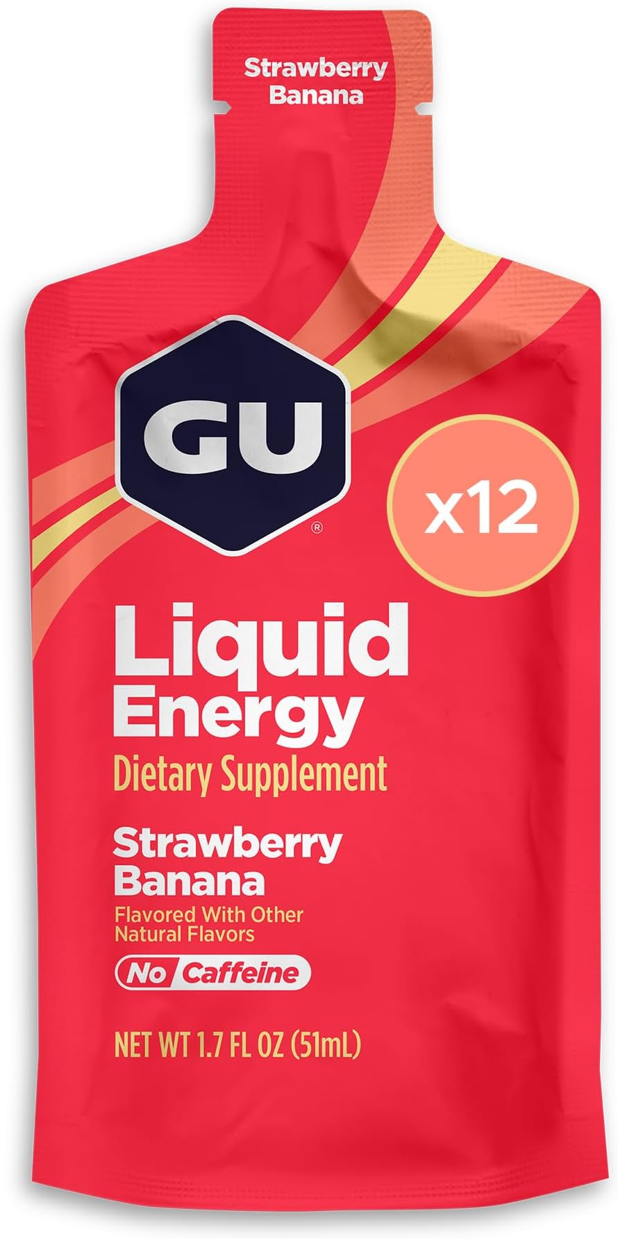 Liquid Energy Gel with Complex Carbohydrates, 12 Count, Strawberry Banana