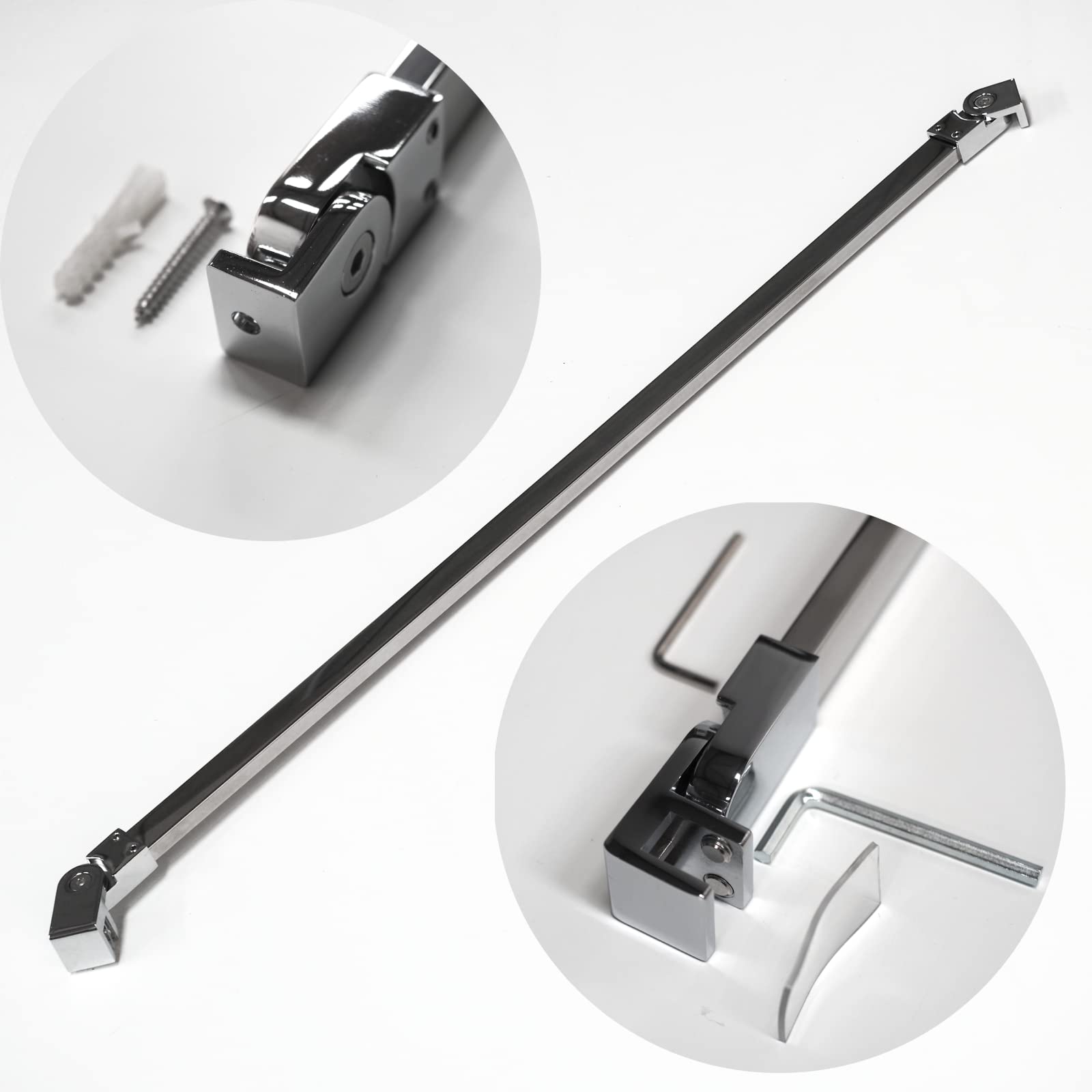 WITEN&NOCK Asta di stabilizzazione per pareti doccia 70 cm cabine doccia spessore vetro 6 mm 8 mm 10 mm girevole asta di supporto vetro-parete staffa di stabilizzazione in acciaio inossidabile