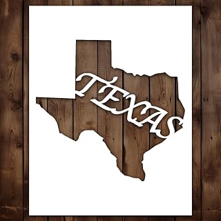 Generic Texas Stencil | Reusable United US States Stencils for Painting on Wood, Glass, Wall, Rock, Fabric, Walls, Canvas, Glassware (8.5""x 11""), white, 9089083954