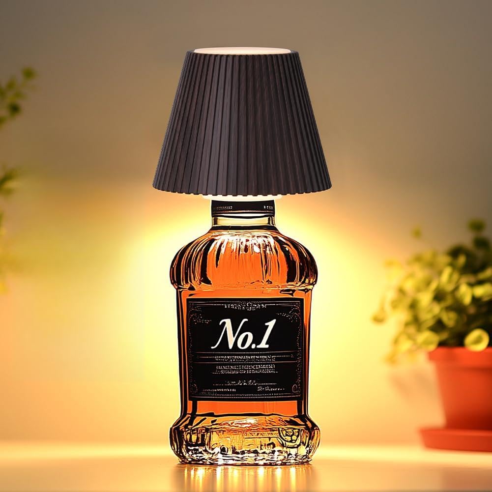 WILIT Wireless Bottle Lamp 3-Level Brightness Cordless Table Lamp Shades Touch Night Light for Nightstand Battery Operated Light