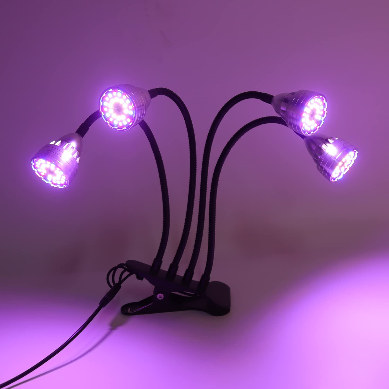 Luz de Crecimiento, luz de Crecimiento LED para Plantas de Interior, luz de aleación de Aluminio de Crecimiento LED 4 Cabezas Luz de Planta USB Ajustable y Flexible con Clip para Interiores