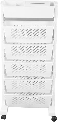 Estantería móvil, estantería de almacenamiento con ruedas, capacidad multicapa, práctica estantería de organización rodante de plástico con ruedas