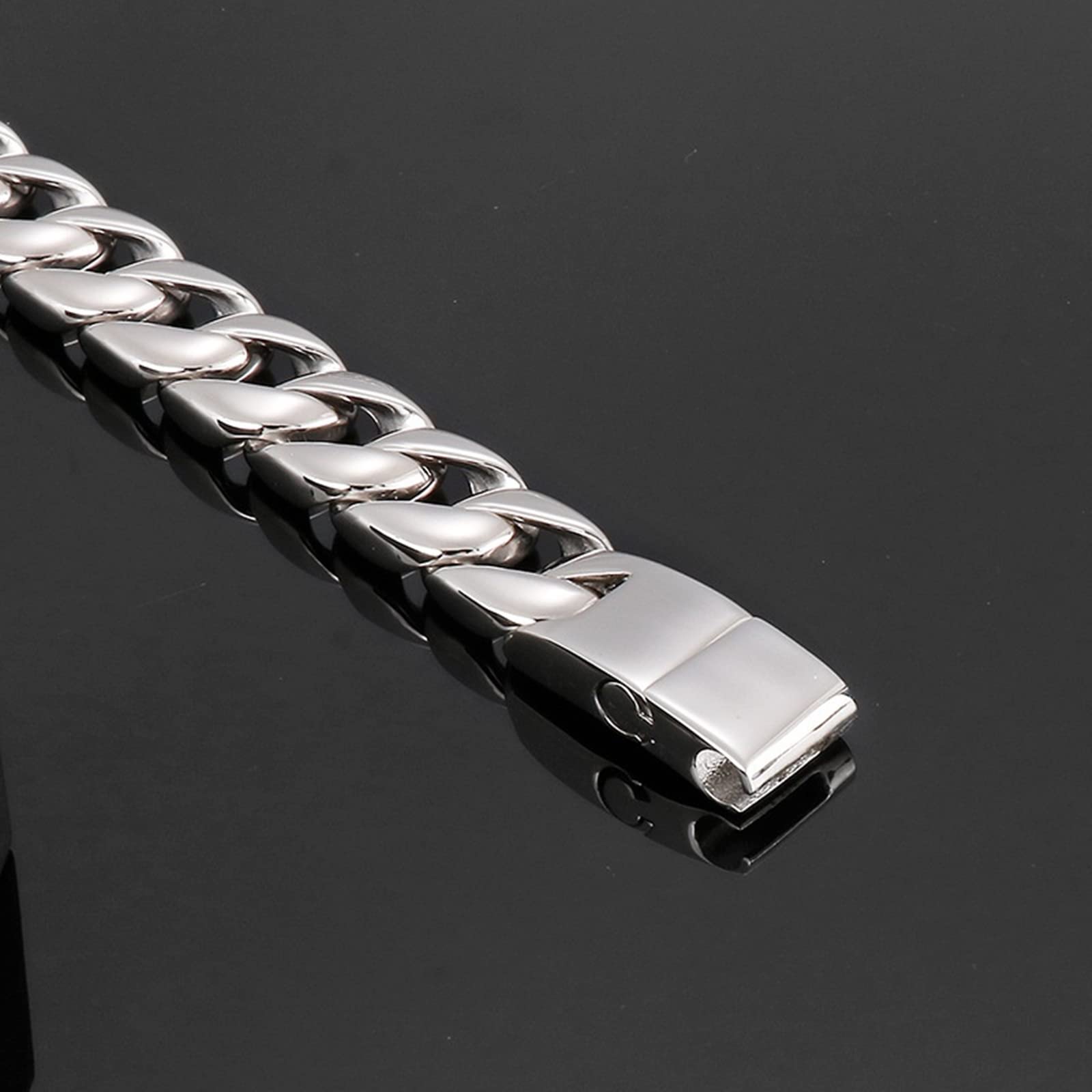 Daesar Herren Armband Freundschaft Edelstahl, 15MM Breite Panzerkette Gliederarmband Armband Silber 22CM Partnerarmband für Männer Jugend