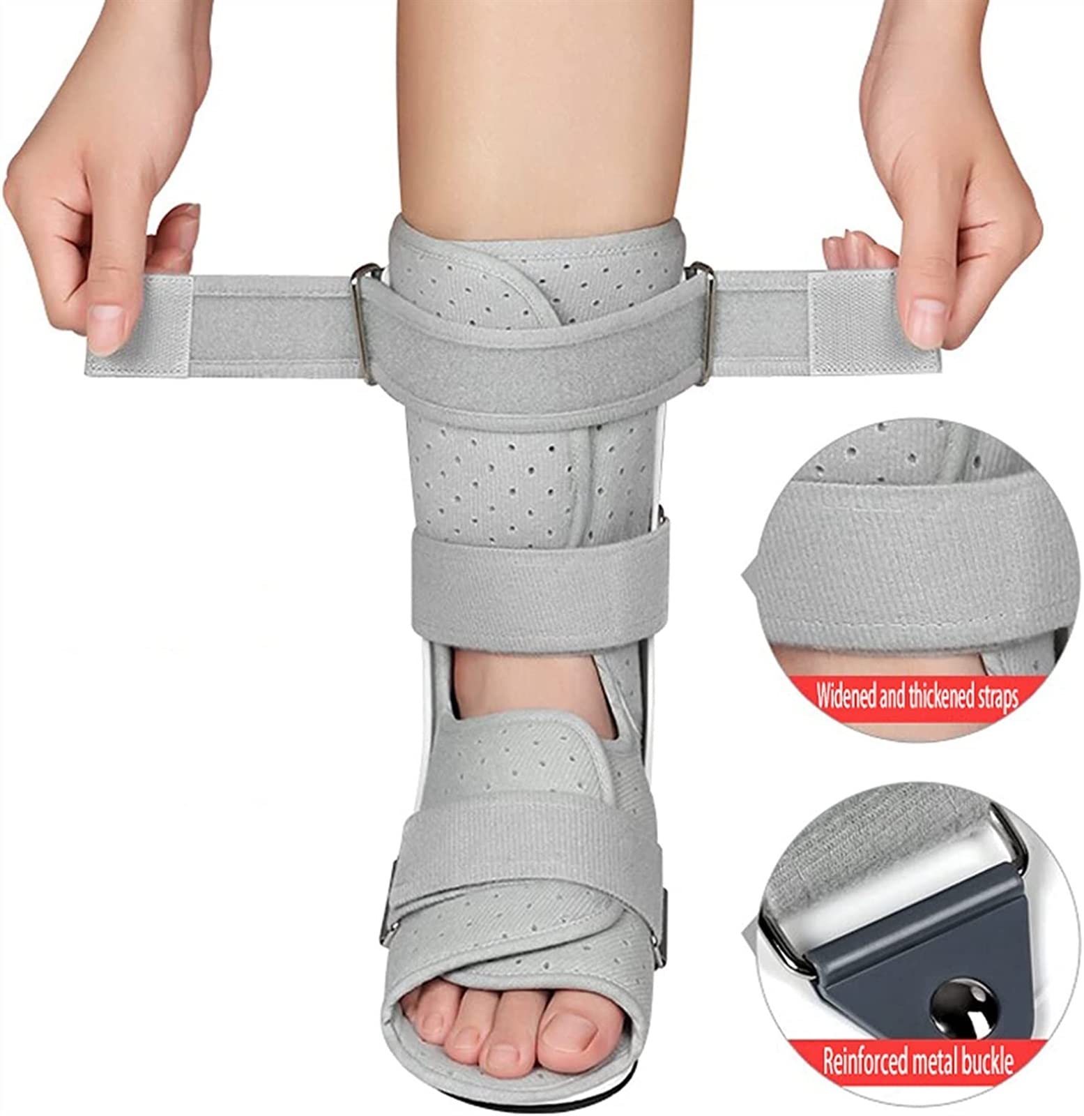 Soporte para espinillas, Bota ortopédica para el pie, Ajustable, con Suela Antideslizante, Soporte para la articulación del Tobillo, Cierre de Velcro, Transpirable, Forro extraíb