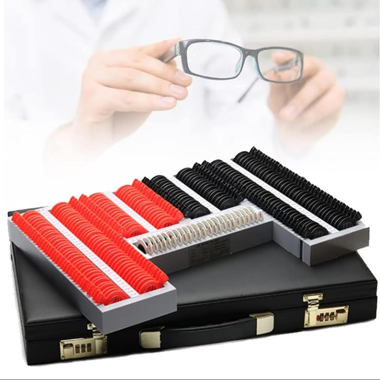Kit di optometria, Set di Lenti di Prova ottiche da 232 Pezzi Kit di optometria, Montatura per Lenti di Prova ottiche, Scatola di optometria Accessori per la Protezione degli Occhi con custo