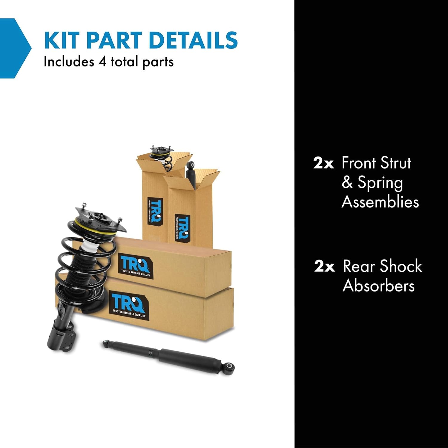 TRQ Front Rear Quick Complete Strut Spring Assembly Shock Absorber Kit Set 4pc Compatible with 2005-2007 Buick Terraza 2005-2008 Chevrolet Uplander 2005-2006 Pontiac Montana Saturn Relay