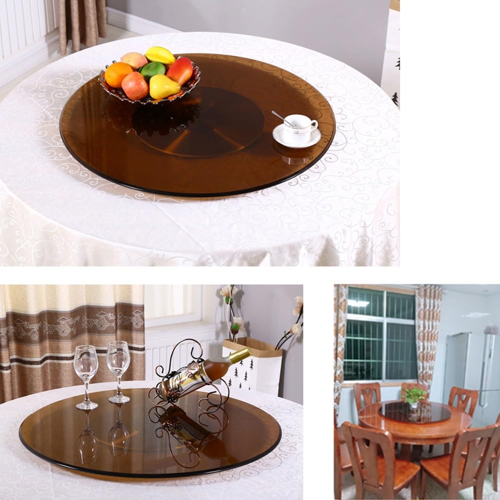 Plateau Tournant Rond en Verre Brun pour Table À Manger (27 Et 32 Pouces), Facile À Vider, Idéal pour Les Dîners De Famille, Les Fêtes Et Les Mariages (100 Cm/40 Pouces)
