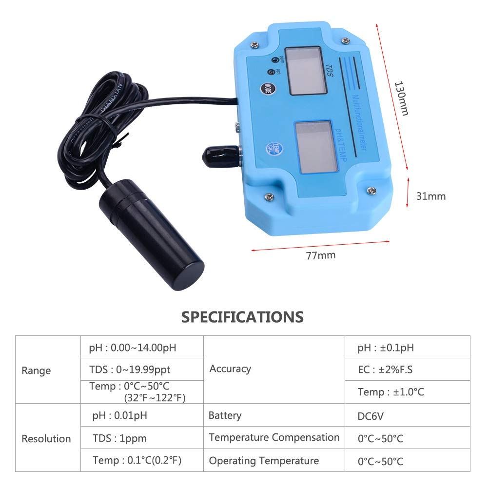 PH-2983 PH digital LED del metro del probador y TDS Con 2 en 1 de alta precisión de la monitorización de la herramienta Equipo Detector de función