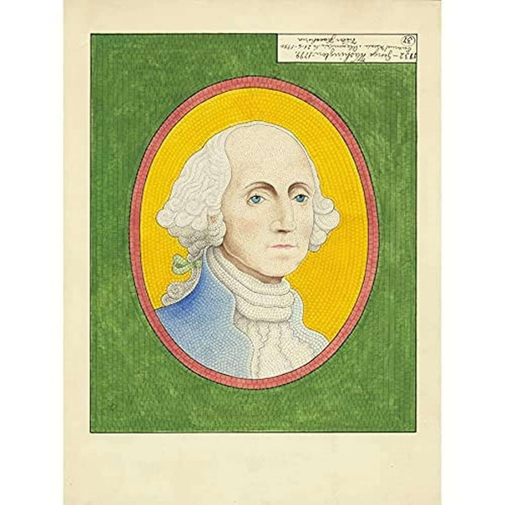 Facchina George Washington Mosaic Portrait Painting Art Print Canvas Premium Wall Decor Poster Mural