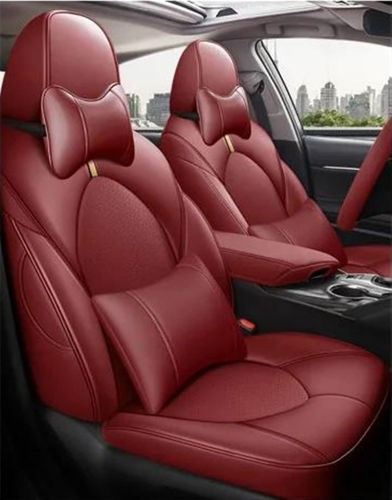 Pokrowce na siedzenia samochodowe do Toyoty, Camry 2018, 2019, pełny zestaw, części wewnętrzne, produkty motoryzacyjne, akcesoria, pokrowce na siedzenia samochodowe (wiatroczerwone, luksusowe