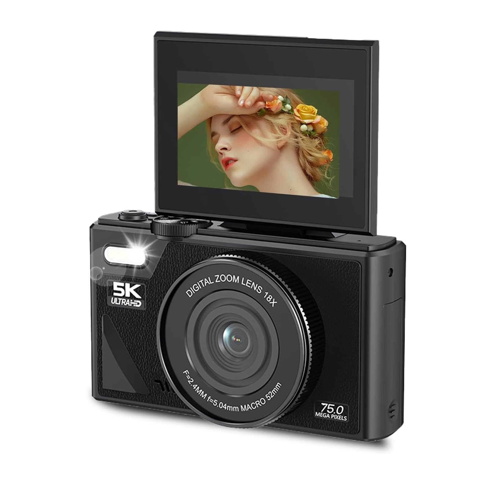 Zunate 5K 75MP Digital WiFi Vlogging Camera