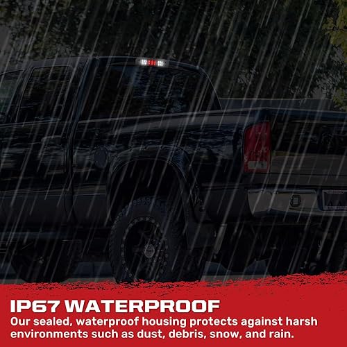 Miniatura 6 de RECON - Compatible con RAM 1500 2002-2008 y RAM 25003500 2003-2009 - Kit de 3 luz de freno LED ahumada con luces de carga blancas en lente ahumada
