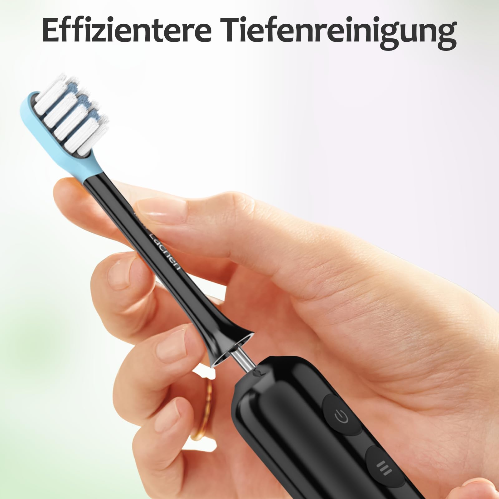 Wave Cepillo de dientes eléctrico MGW Lächen Serie Silencioso Oscilación y Vibración Cepillo de dientes eléctrico sónico con 4 cabezales de cepillo, 3 modos y 3 intensidades de vibración con bolsa de