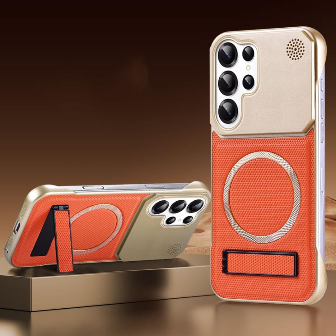 Coque de téléphone magnétique Samsung S22 aromathérapie support béquille orange