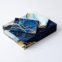 Vista 4 de Juego de funda de edredón de mármol azul real, tamaño Queen, fundas de edredón de lentejuelas doradas con 2 fundas de almohada, transpirable
