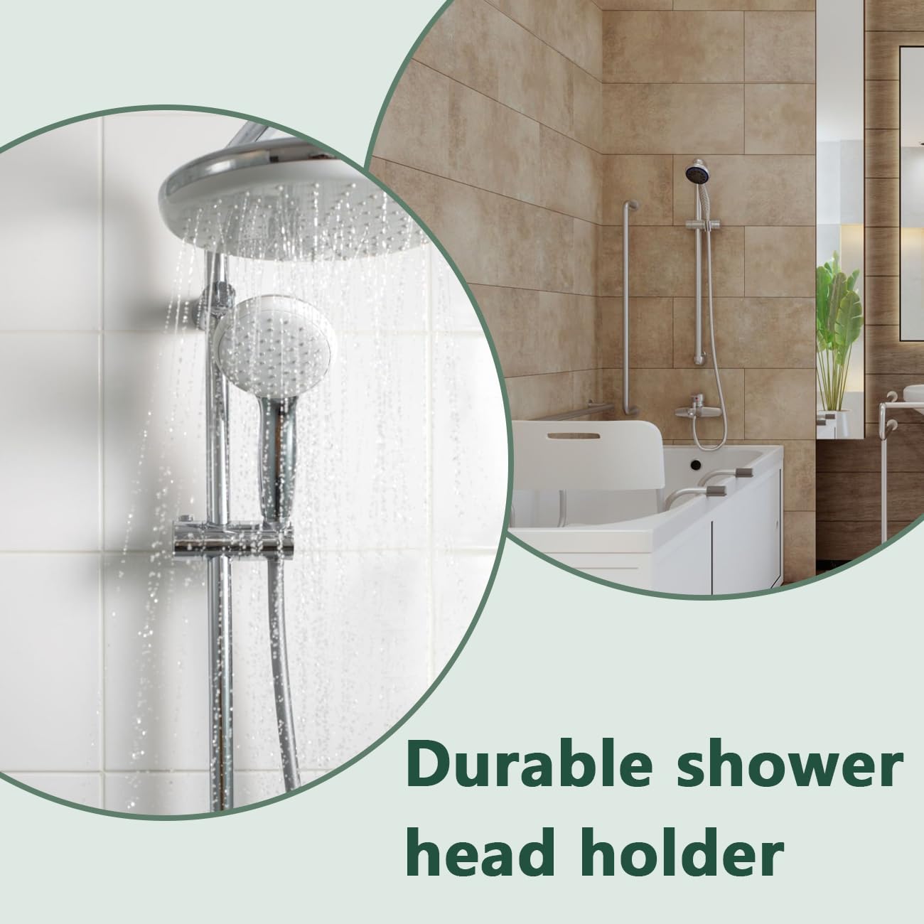 Shower Head Holder for 18mm Width Riser Rail, Adjustable Shower Rail Rod Clamp Holder Bracket - Image 4