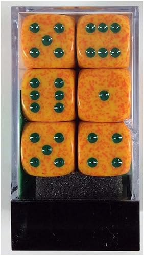 DND - Juego de dados Chessex D&D de 0.630 in, juego de dados poliédricos de plástico de loto moteado, Dungeons and Dragons, incluye 12 dados – D6,