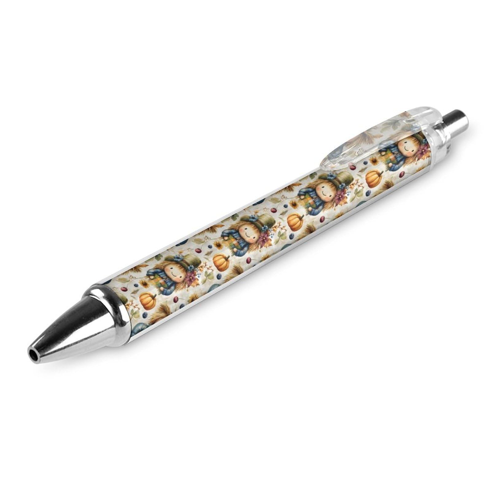 GVYGVY 1 Pcs Black Pens Ballpoint - Cute Pumpkin Scarecrow Print 0.5 Mm Pens for Journaling, Ink Fine Ball Point Pen for Writing Office And School Supplies