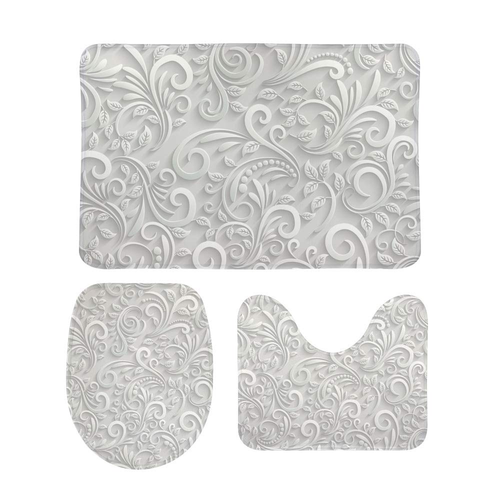 Tapis de bain intérieur extérieur lot de 3 blanc antidérapant et absorbant pour cuisine