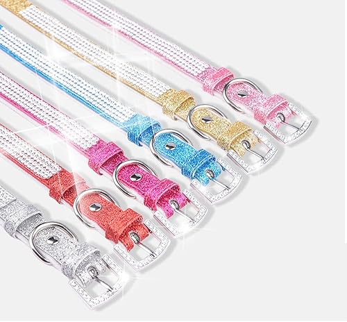Miniatura 3 de Pimaodog Collar de perro con diamantes de imitación, bonito collar de piel brillante para perro y gato con diamantes de imitación de cristal y