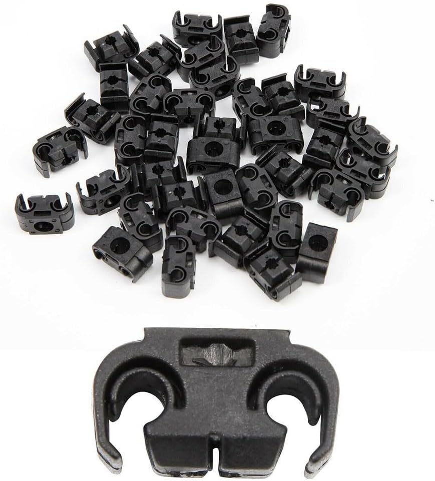 Double Clip Brake Lines, Zcargel 40Pcs 2 Point Brake Hose Cable Clamps Double Clip Brake Hose Automotive Brake Line Clamp Car Double Brake Cable Clamp Brake Cable Bracket 811611797