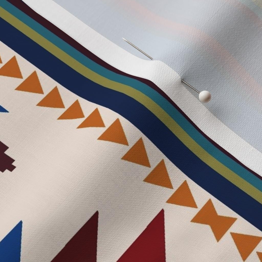 Spoonflower Fabric - Western Bold Stripe Native American Geometric Southwest Ranch Diamond Printed on Petal Cotton Fabric Fat Quarter - Sewing Quilting Apparel Crafts Decor