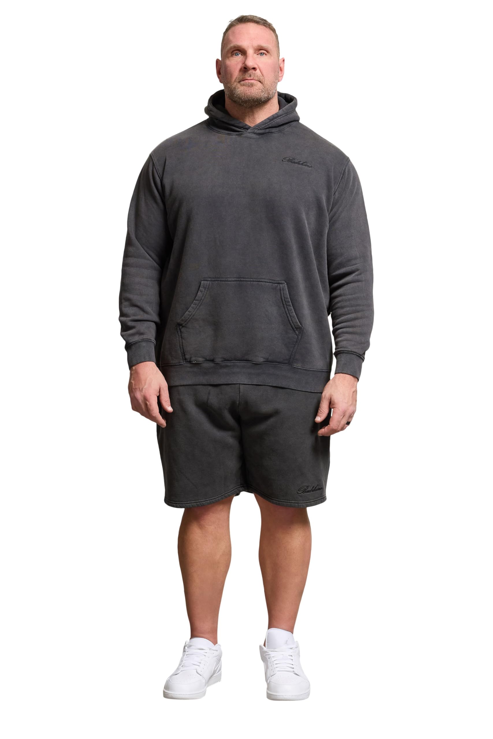 Badrhino Men's Black Big & Tall Sun Bleached Jogger Shorts - Plus Size Curve