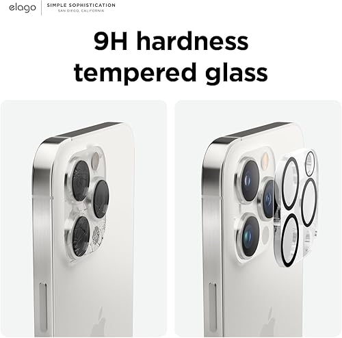Miniatura 4 de elago 2 piezas de vidrio templado + protector de lente de cámara compatible con iPhone 15 Pro y iPhone 15 Pro Max, dureza de superficie 9H,