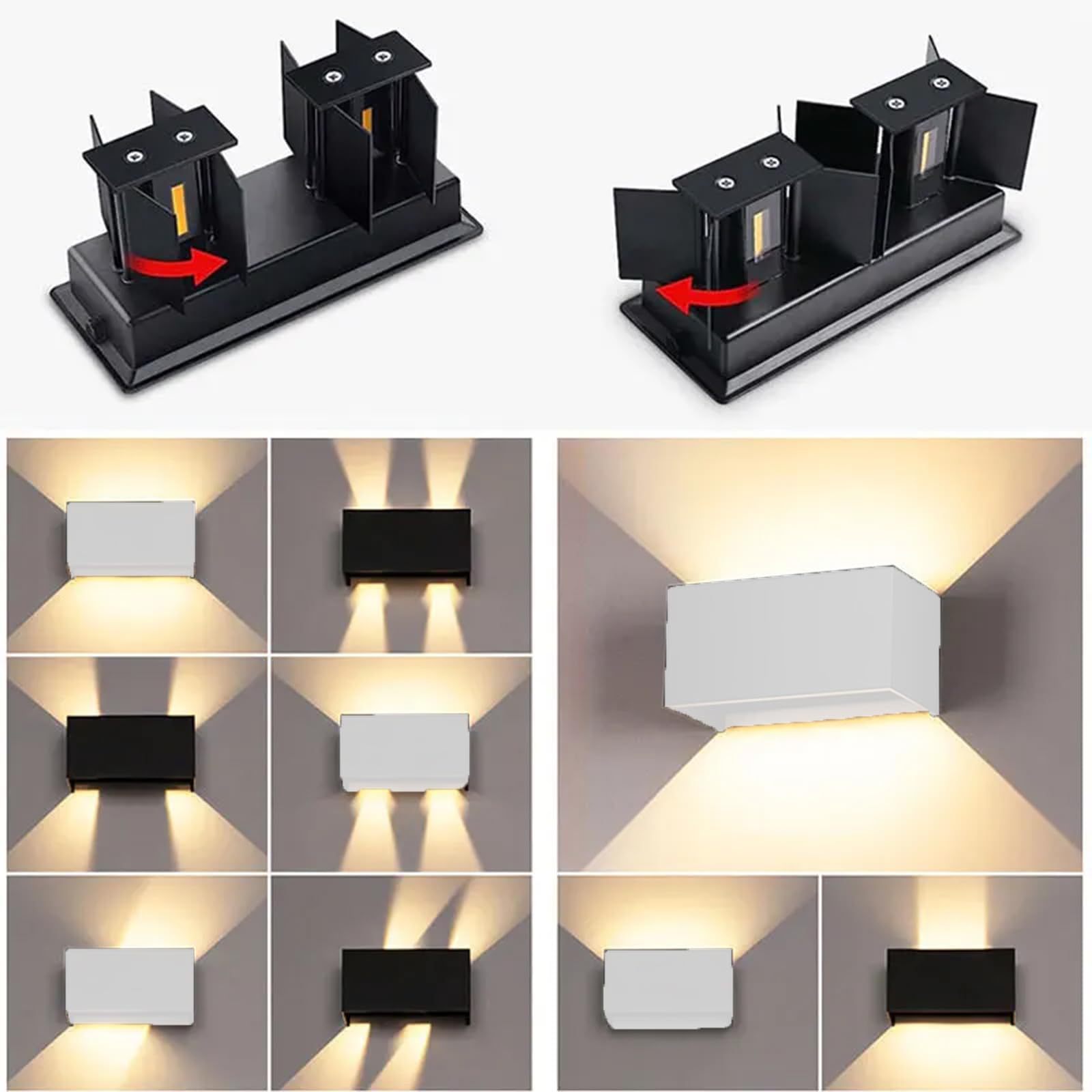 Voltix 24W Applique da Parete LED, IP65 Impermeabile, Applique da esterno Fascio Luminoso Regolabile, Lampada da Parete Interno/Esterno Casa e Giardino (Luce Naturale - 4000K, Bianco)