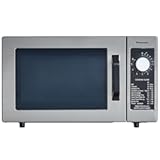 NE-1025F Compact Light-Duty Countertop Commercial Microwave Oven with 6-Minute Electronic Dial Control Timer&comma; Bottom Energy Feed&comma; 1000W&comma; 0&period;8 Cu&period; Ft&period; Capacity Silver