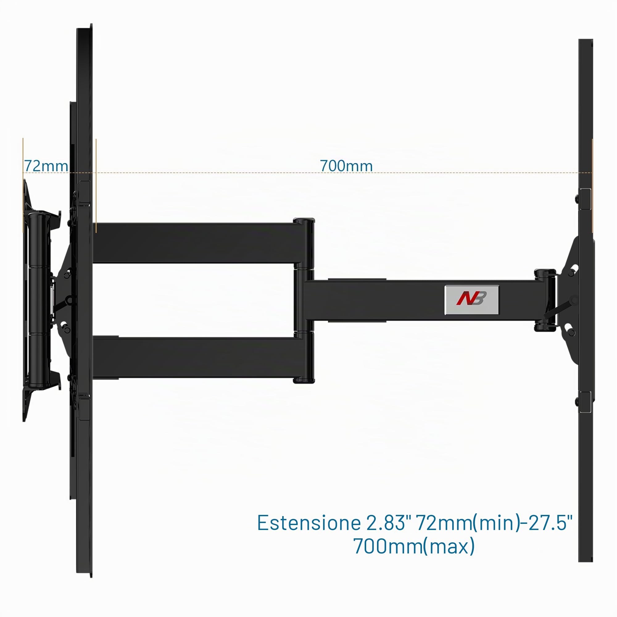 NB North Bayou Supporto da parete per TV per 75-110 Pollici Schermo | Doppio Braccio Supporto TV, VESA 400x400 - 800x600 mm