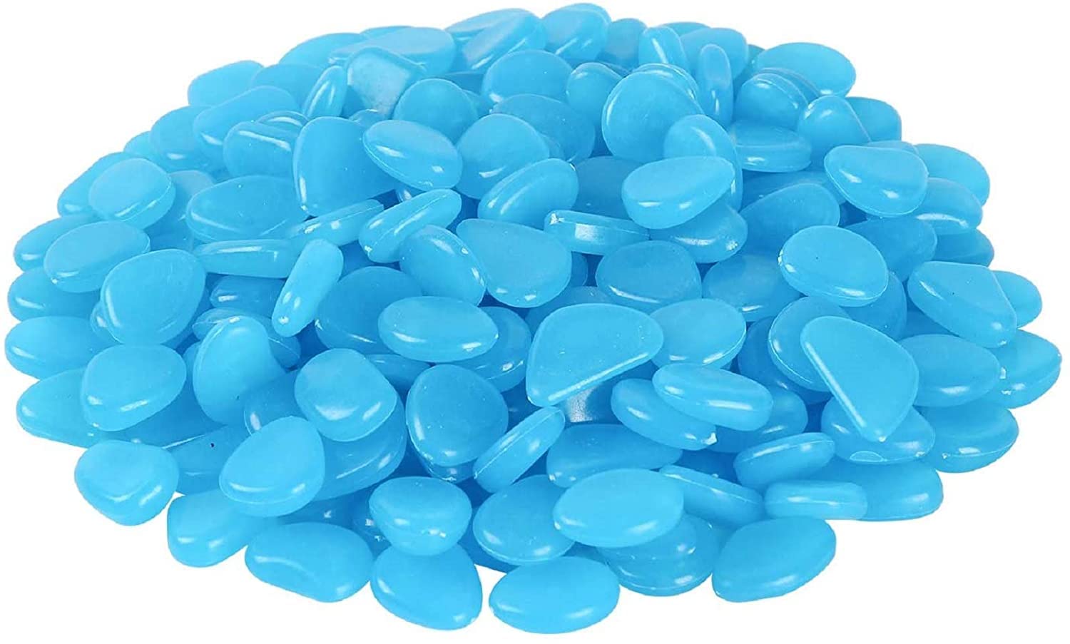 Pebble Stones 100Pcs, Luminous Cobblestones Glowing in Dark Glow Pebble Rock Stones for Walkaway, Aquarium, Home Decor, Garden, Patio and Fish Tank (Blue)