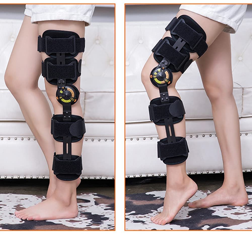 Rodillera ROM con Bisagras Soporte Ortopédico para Rodilla con Bisagras, Férula Ajustable para Articulación De La Rodilla ROM Ortesis De Rodilla Estabilizador De Inmovilizador Protector
