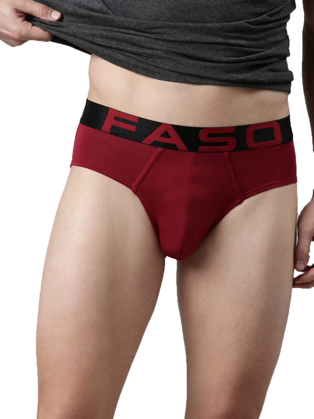 F A S OMen's Brief Ultra-Soft Stretch Innerwear | Twin Layered Outer Elastic Underwear | Lightweight Regular Fit Brief