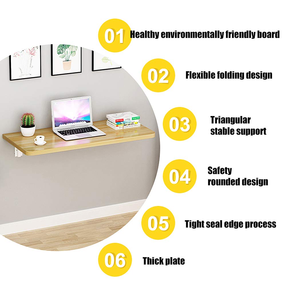 Mesa flotante de pared, escritorio plegable con hojas abatibles, mesa de comedor plegable pequeña, mesa colgante de pared que ahorra espacio para cocina, estudio, dormitorio, baño, oficina o balcón To
