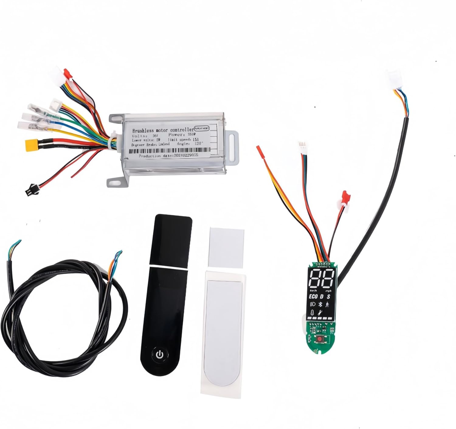 Controller Dashboard Accelerator Sets, 36V 350W Electric Scooter Controller Kits With Led Display, Controller Remote Control Electric Scooter Controller Board Kit (A（5-piece set）)