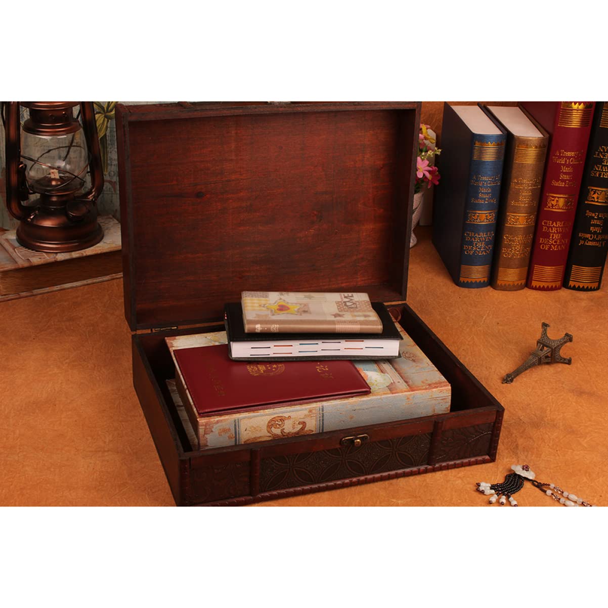 Cabilock Vintage Holz Aufbewahrungsbox Mit Deckel Große Schreibtischbox Für Dokumente Und Schmuck Unbehandeltes Holz Dekorative Speicherbox Für Erinnerungsstücke Und Kleinigkeiten