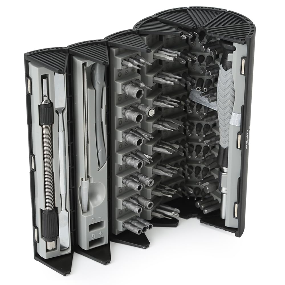 XYAJUANG 126 In 1 Mechanical Reel Screwdriver Set, Precision Maintenance Screwdriver Set, Scroll Design? 120Magnetic CR-V Batch Heads, For Repair Phone,Laptop,Watch,Camera Etc (126IN1-BLACK)