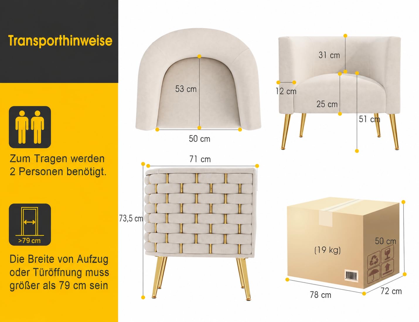 Moderner Samt-Akzentstuhl, bequemer breiter handgewebter Schalensessel mit Armlehnen, flauschig gesteppt gepolsterter Einzelsessel für Wohnzimmer, Schlafzimmer, Büro, Wartezimmer