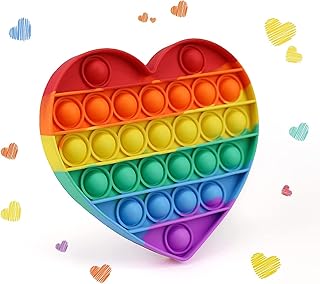 MOGAMI Fidget Toys Pop Heart Bubbles Push Fidget Sensory Toy Popper Anti-Anxiety Stress Relief [Rainbow Small]