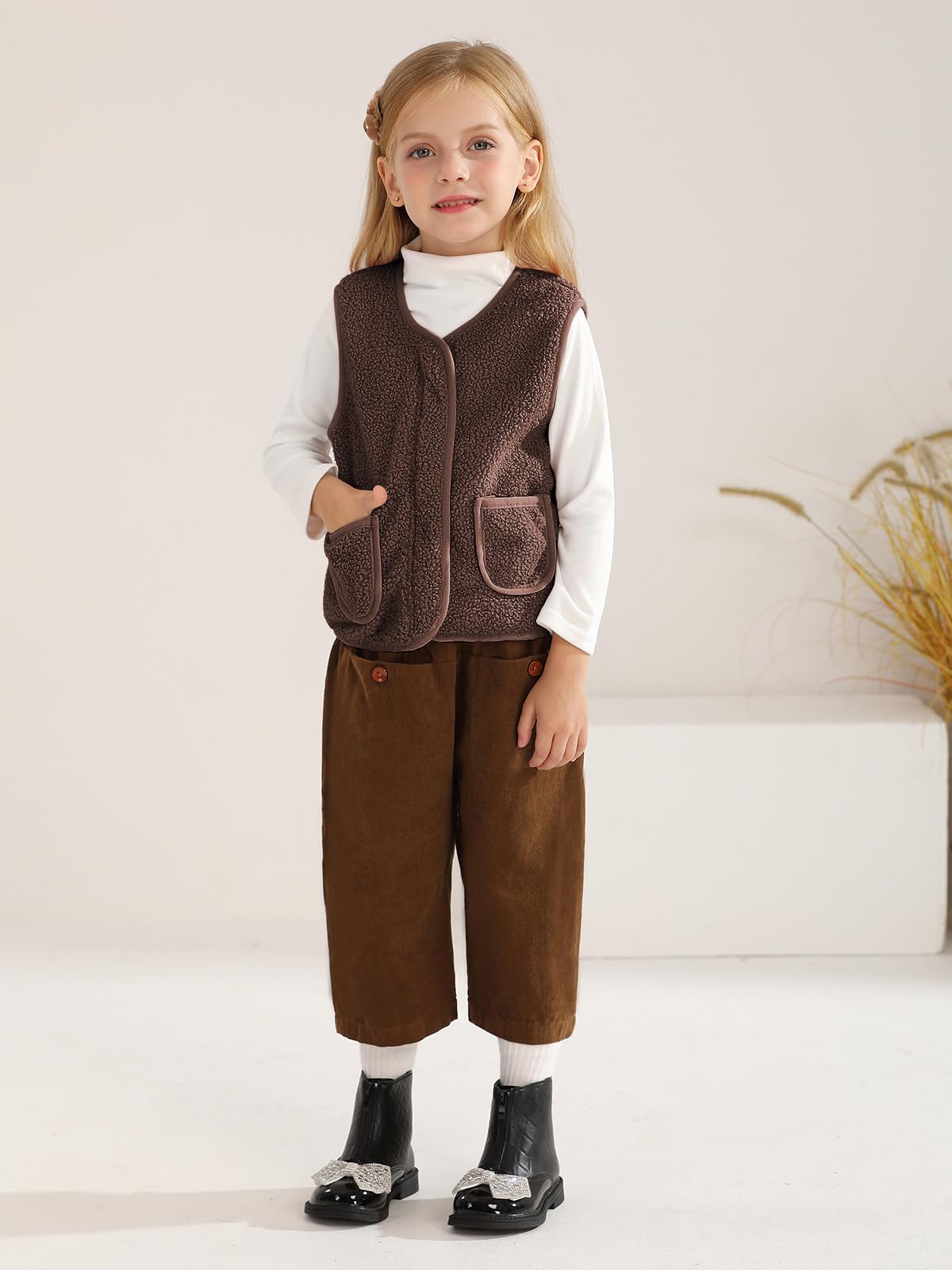 Naiyafly Gilet d'hiver en polaire chaude pour petite fille