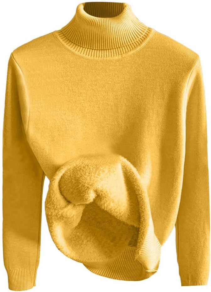 Pull Femme Col Roulé Hiver Tricot Fin Basique Manches Longues Slim Fit Couleur Unie - Pull Chaud Doux Automne Hiver
