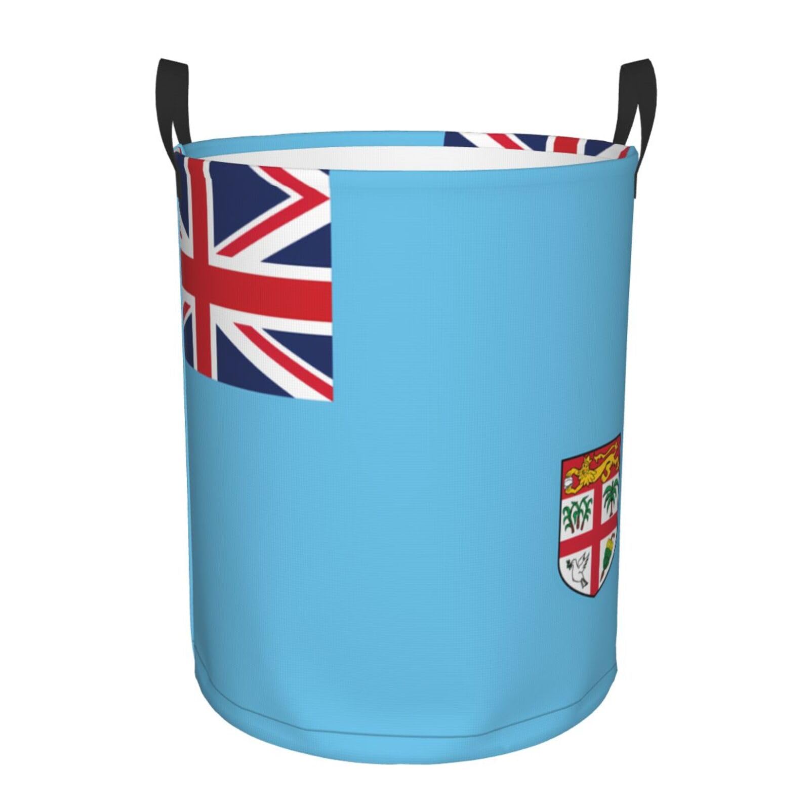 S Circular Hamper Fiji Flag Print for Dirty Clothes