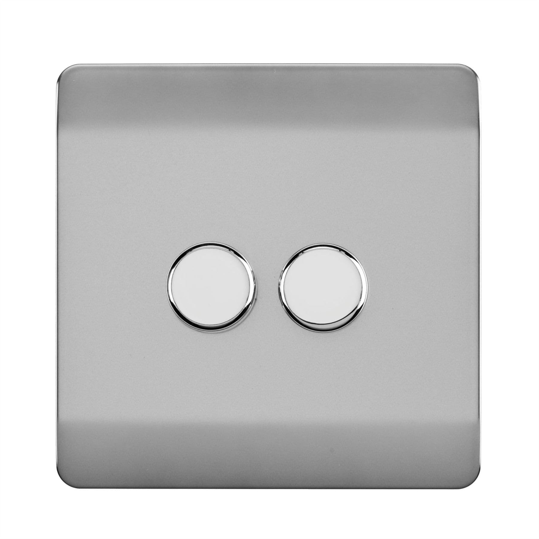Trendi Switch Trendi Artistic Modern Glossy Tactile 2 Gang 2 Way 120W Led Dimmer Switch Stainless Steel