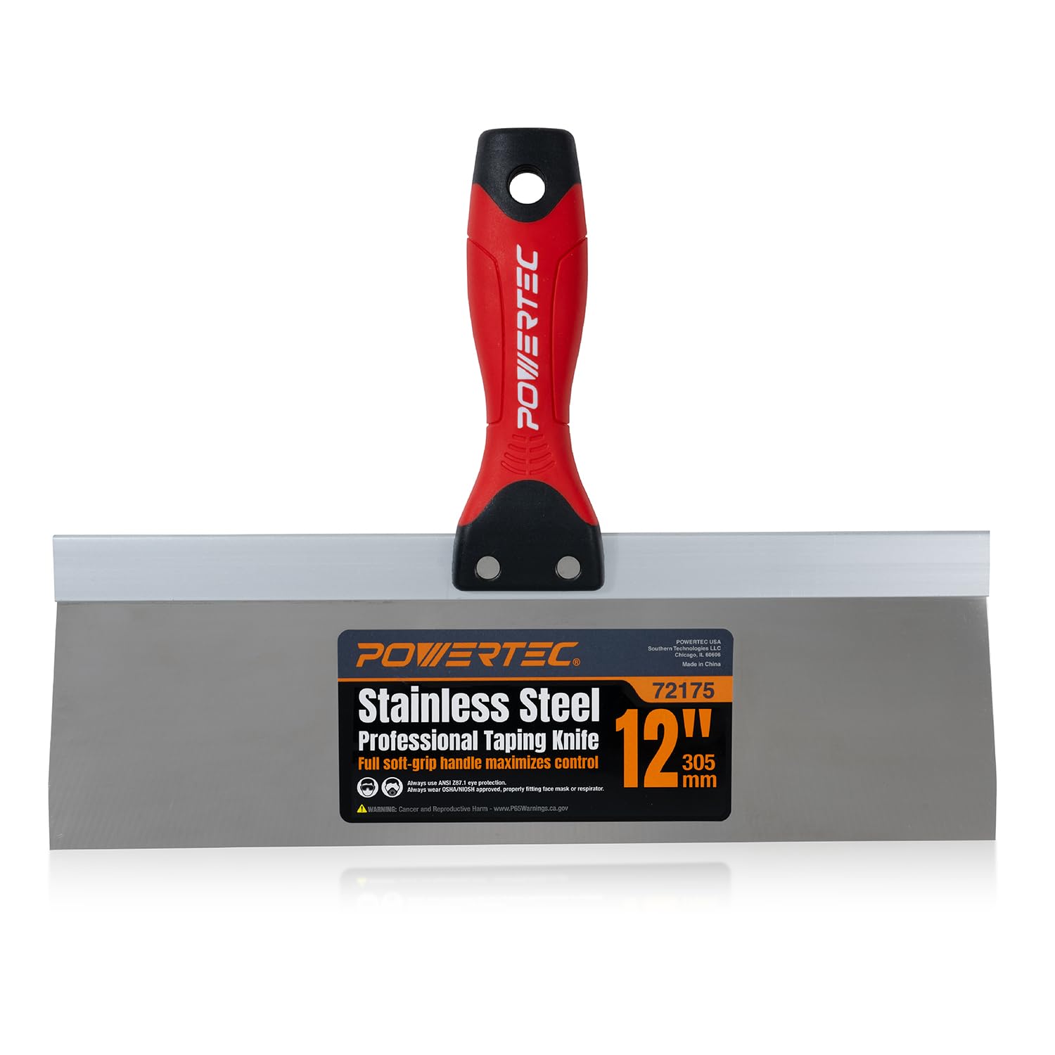 POWERTEC 12 Inch Stainless Steel Drywall Taping Knife, Drywall Application Tools 1 PK (72175)