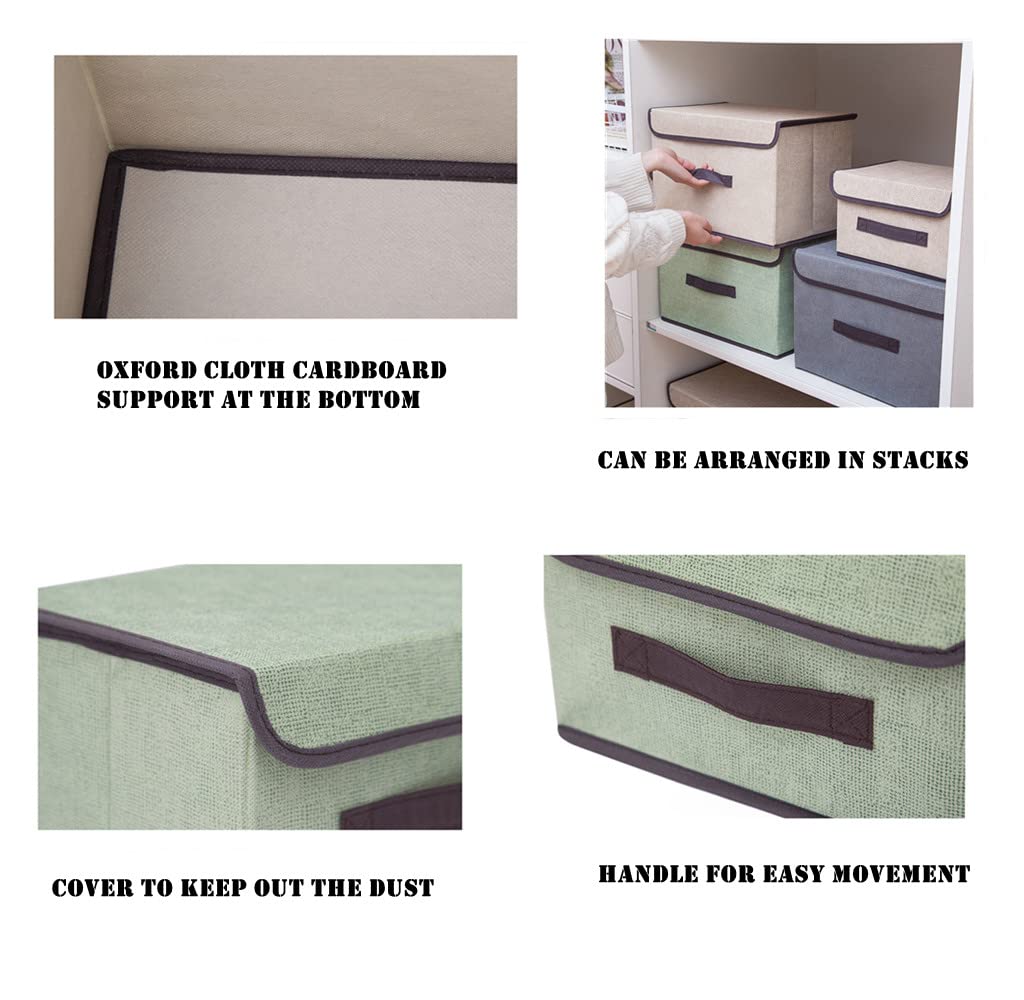 12 Stück Stoff Faltbare Aufbewahrungsboxen mit Deckel(36cm/6 Pack+26cm/6 Pack,Stoffaufbewahrungsbehälter mit Deckel,Kleiderschrank Organizer für Kleideraufbewahrung,Raumorganisation-Beige Weiß