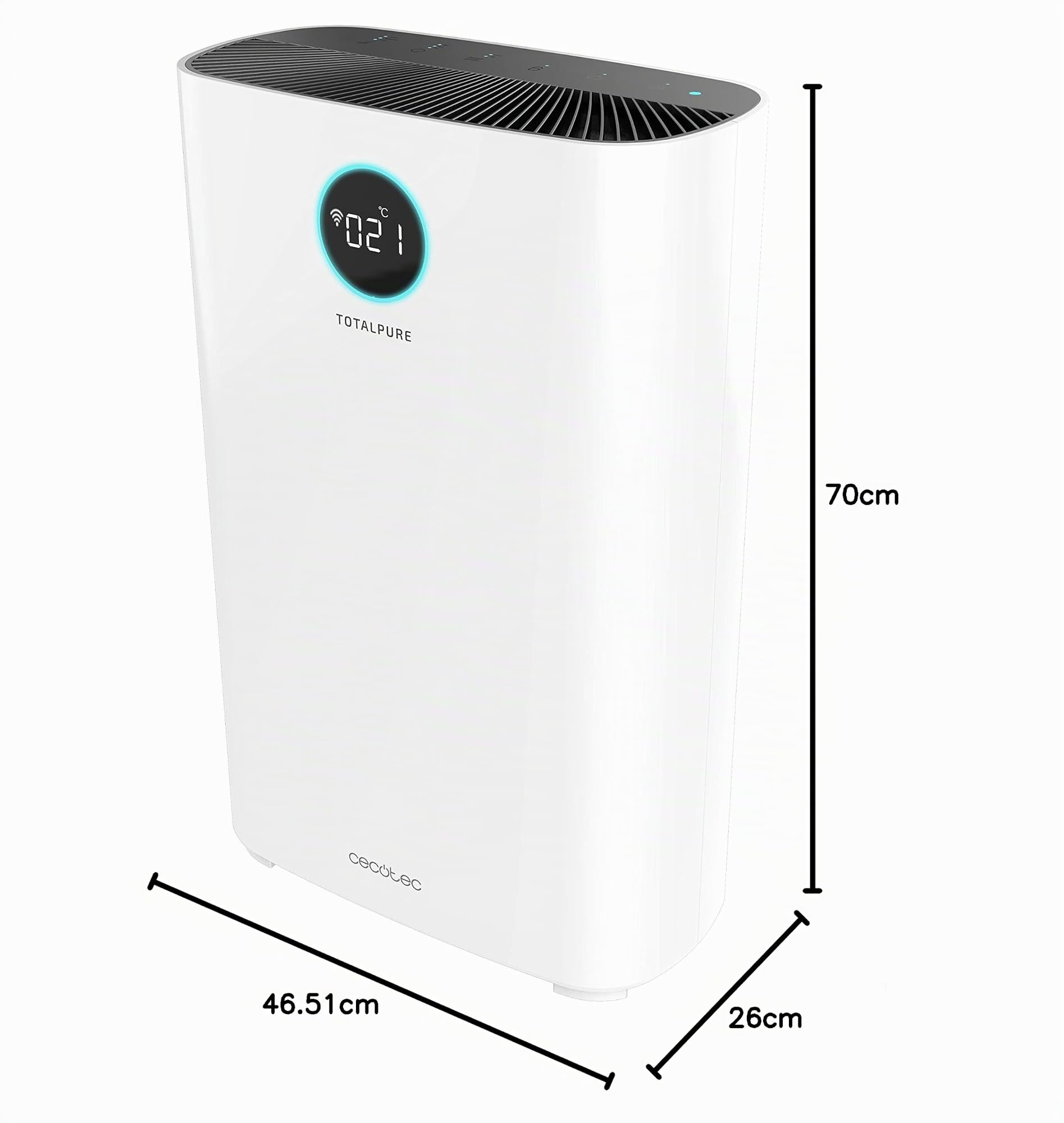Cecotec Purificador de Aire TotalPure 5000 Connected. 400 CADR, Cobertura 130m3, Pantalla LED, Control por Wi-Fi